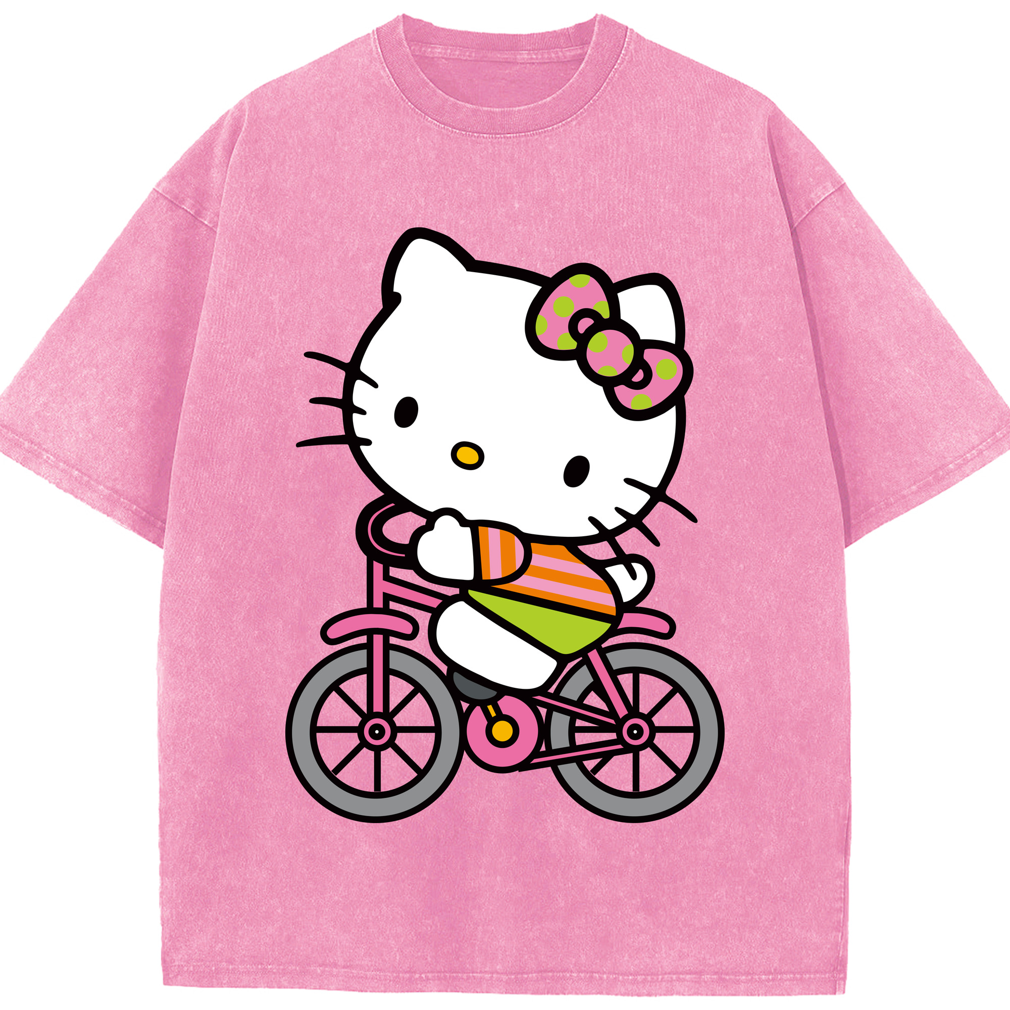 （画像用） Hello Kitty ハローキティ 綿100% ヴィンテージ風 半袖Tシャツ（フロントプリント）